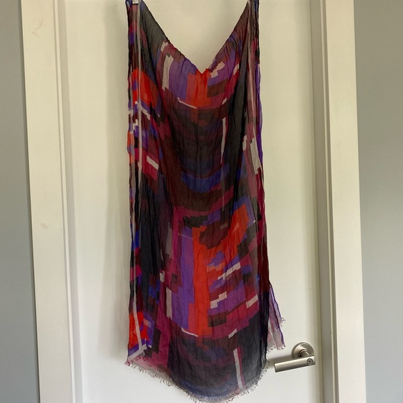 Club Monaco Color Block 100% Silk Scarf - Picture 3 of 3